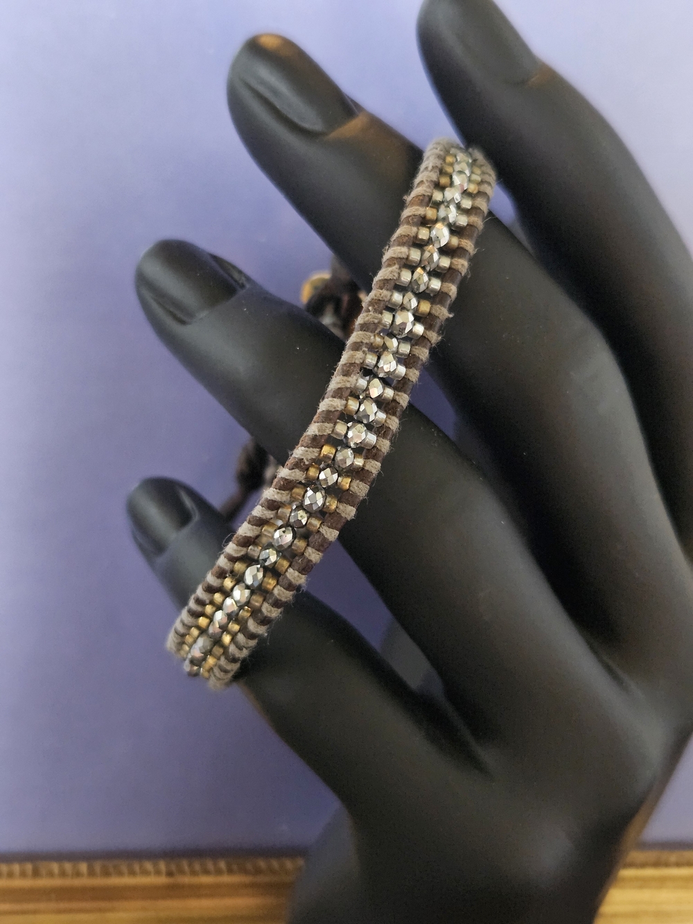 Chan Luu Brown Beaded Women's Bracelet with Silver Faceted And Bronze Beads